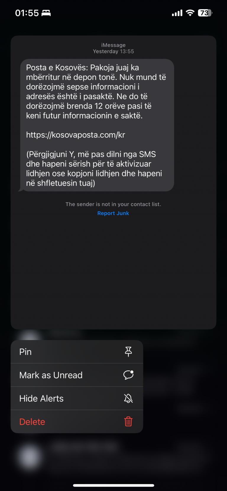 Mesazhe me viruse – “malware“, në emër të Postës së Kosovës?!