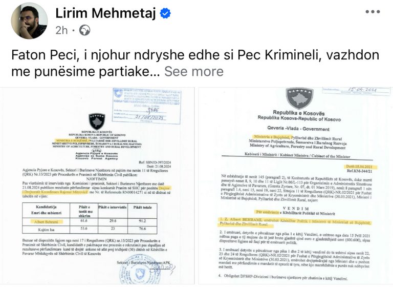 Ministri Peci sërish “i papërgjegjshëm”…