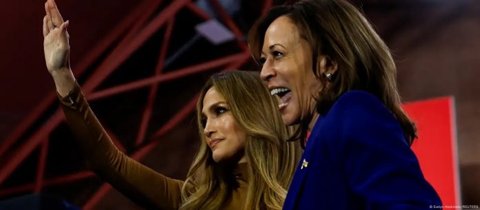 Kamala Harris me Jennifer Lopez në miting zgjedhor