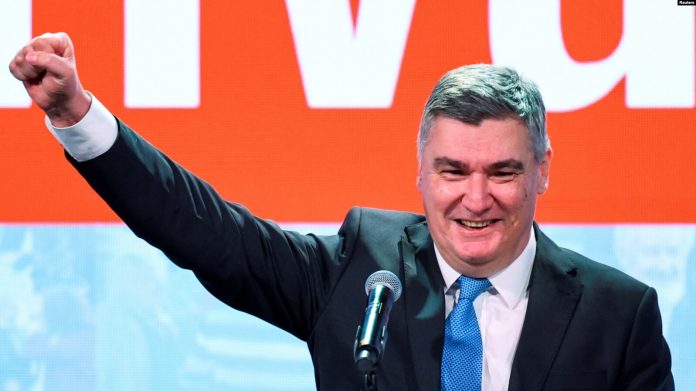 Zoran Millanoviq feston fitoren në balotazhin presidencial, pasi e fitoi mandatin e dytë si president i Kroacisë, 12 janar.