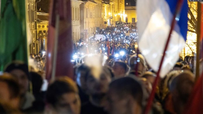 Protestat e studentëve në Serbi.